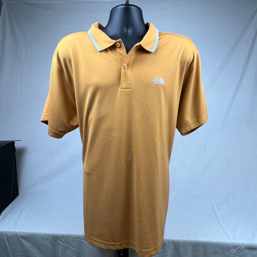 The North Face Polo Short Sleeve Polyester Vapor Wick Shirt Men XL Rust Orange